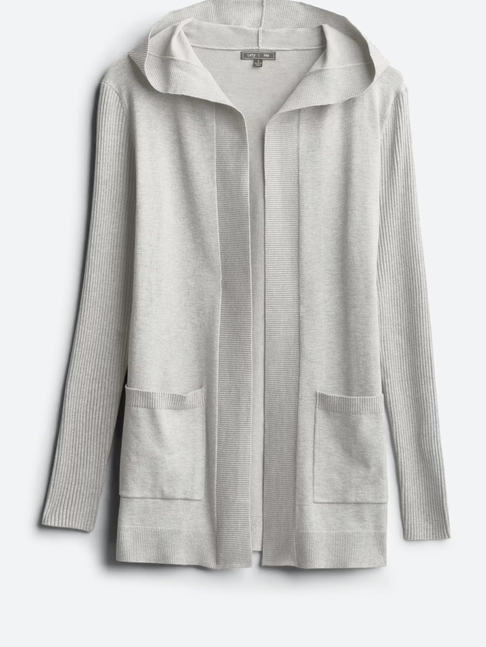Lety & Me Gray Adelie Hooded Rib Sleeve Cardigan